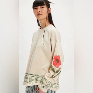 Free People Found Folklore Embroidered Long Sleeve, LARGE NWT